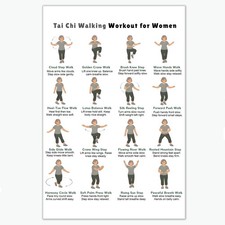 Tai Chi Walking Poster, Senior Balance Exercise Chart Guide