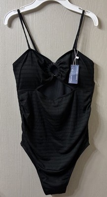 NWT  Women's Summer Mae Swimsuit Black One Piece with Cutout Size Small