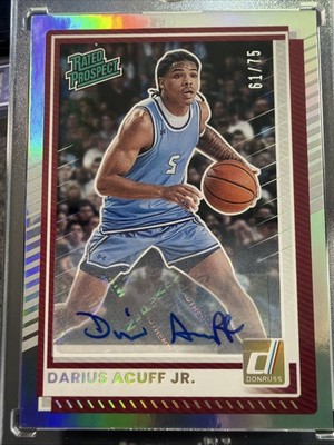DARIUS ACUFF JR 2025-26 Donruss Rated Prospect Silver Holofoil Auto /75 RC #63