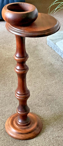 VINTAGE FRENCH SOLID MAHOGANY TURNED PEDESTAL PLANT STAND 1930s