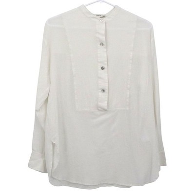 Vince Easy Bib Front Top Womens S White Academia Classic Minimalist Lagenlook
