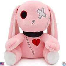Creepy Goth Bunny Plush Toy - Spooky Rabbit Plushie, Horror Easter Decor, 12
