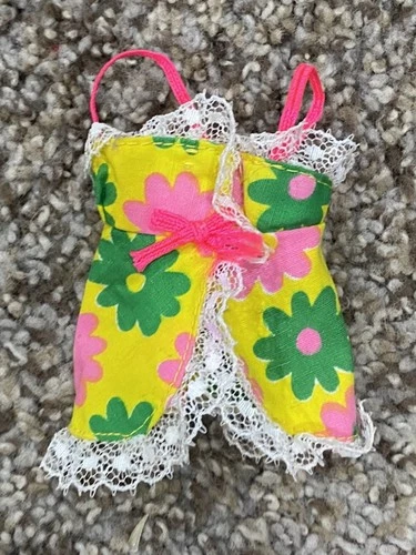 Rare Vintage Short Flip Francie Doll Yellow Floral Swimsuit Top 1170 Mattel 1965