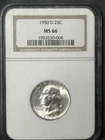 1950 D ** Washington Silver Quarter ** NGC MS66 **