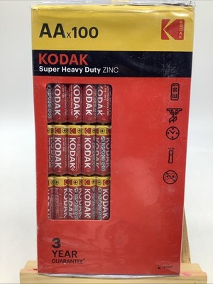 100 AA Kodak Super Heavy Duty Zinc Batteries EXP 12/2027 FREE SHIPPING!