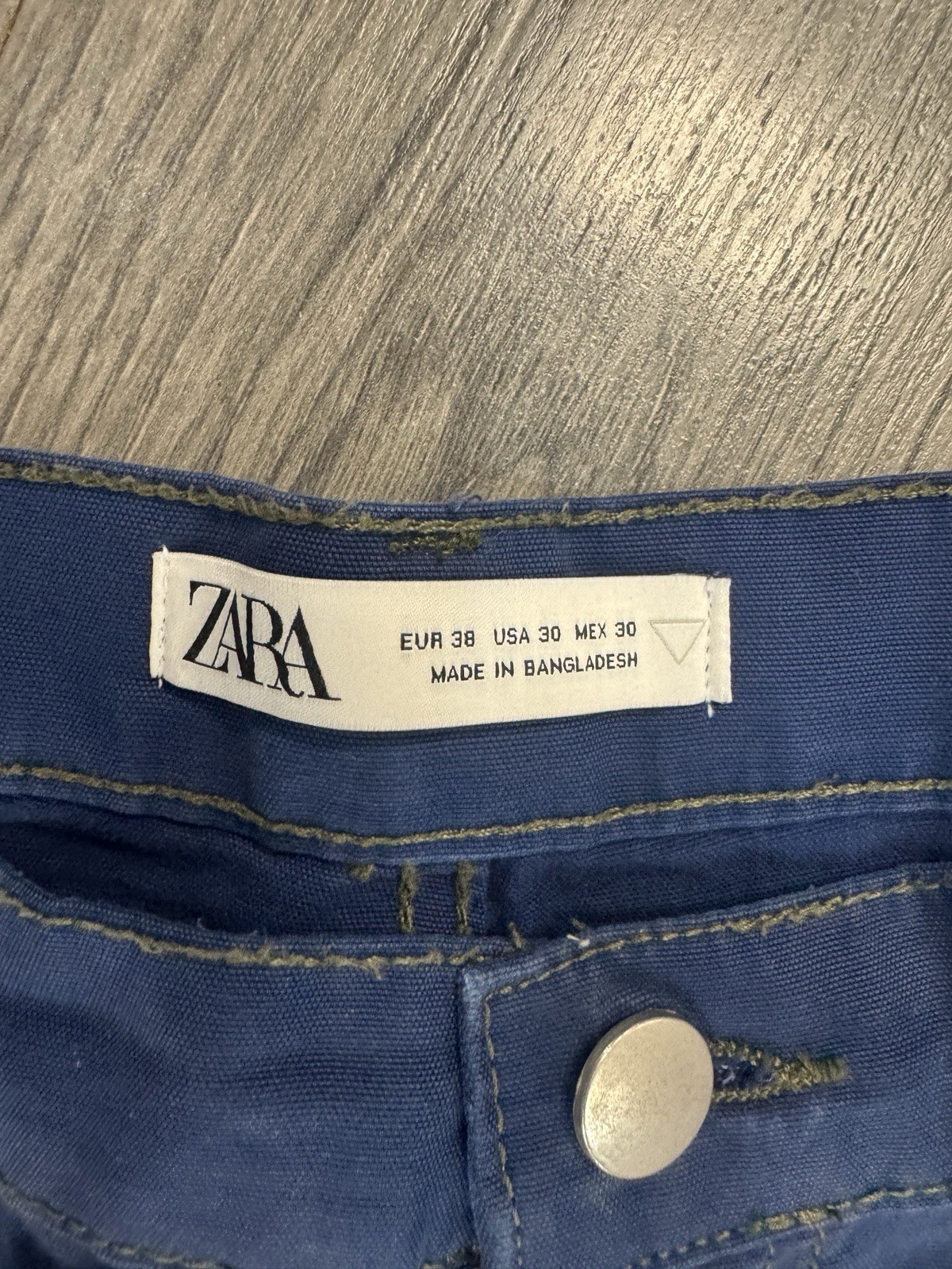 Size 30 - Zara Cargo Pocket Denim Jean Pants Stretch Baggy Oversized image 3