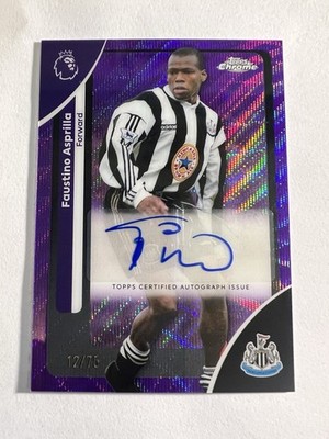 2026 Topps Chrome Premier League Faustino Asprilla CA-FA Purple Wave Auto /75