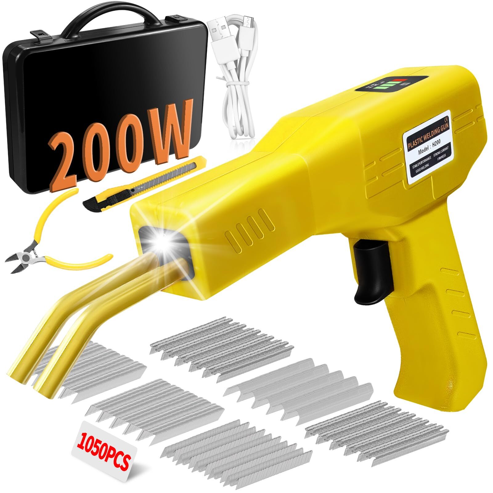 Plastic Welder Plastic Welding Kit, 200W Cordless Plastic Repair Kit with 105...