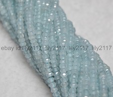 Natural 2x4mm Faceted Blue Aquamarine Rondelle Gemstone Loose Beads 15 Inch AA