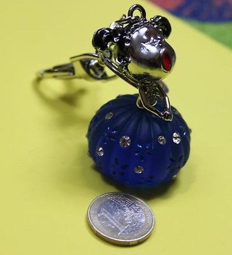 Rhinestones Doll Keyholder Bag Pendant - Glittery Design Blue - Picture 2 of 2