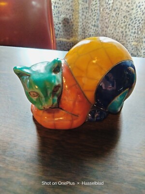 fenix raku Cat approx 4 1/2 x 3 inch 