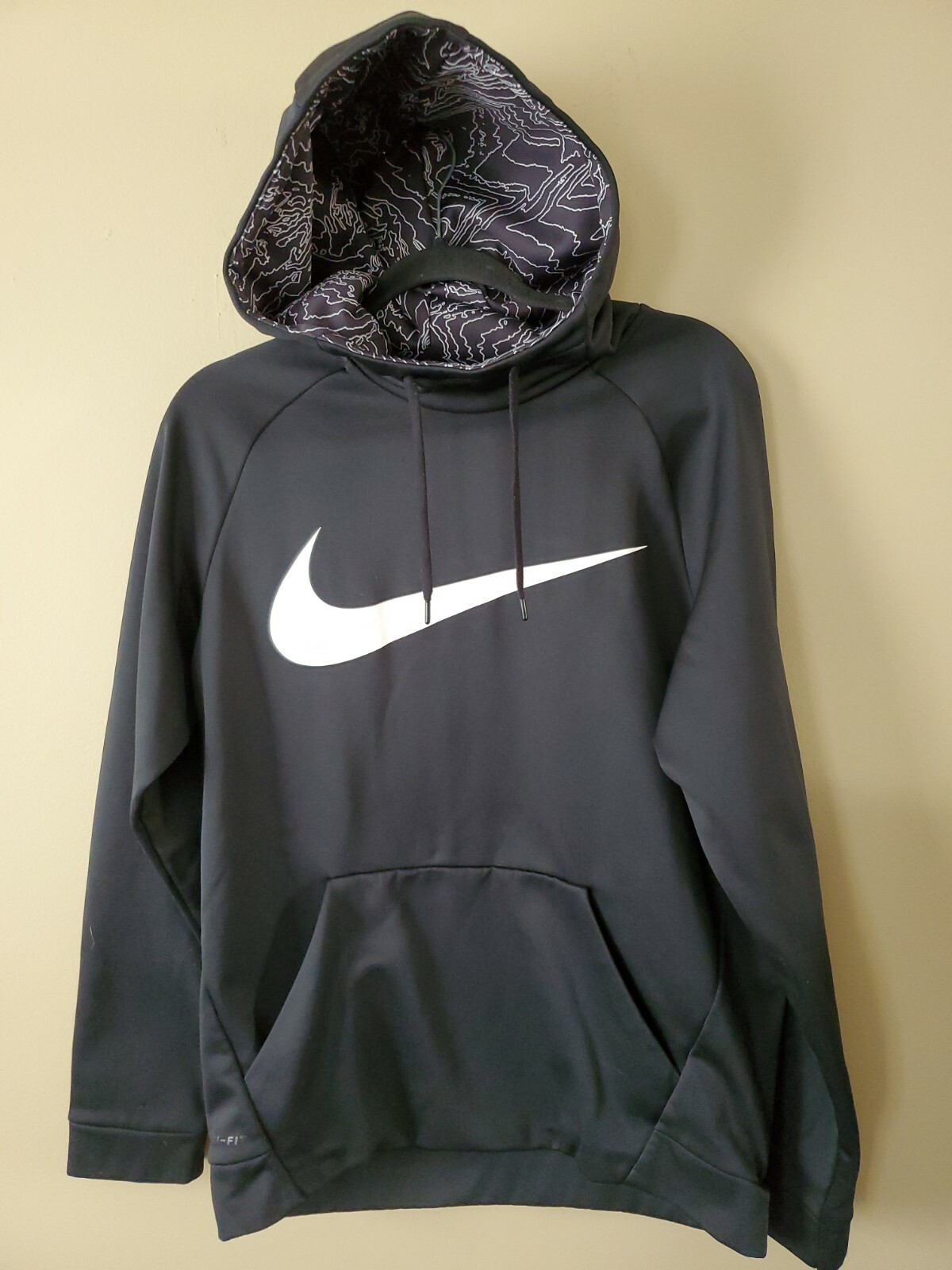 Nike Dri Fit Therma Big Swoosh Logo Hoodie Pullover Black Menu0026#039;s Size M  | eBay