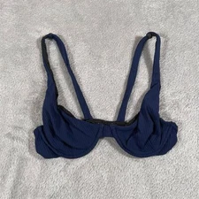 Acacia Women's Blue Underwired Bikini Top Size S Ribbed Texture Swimwear
