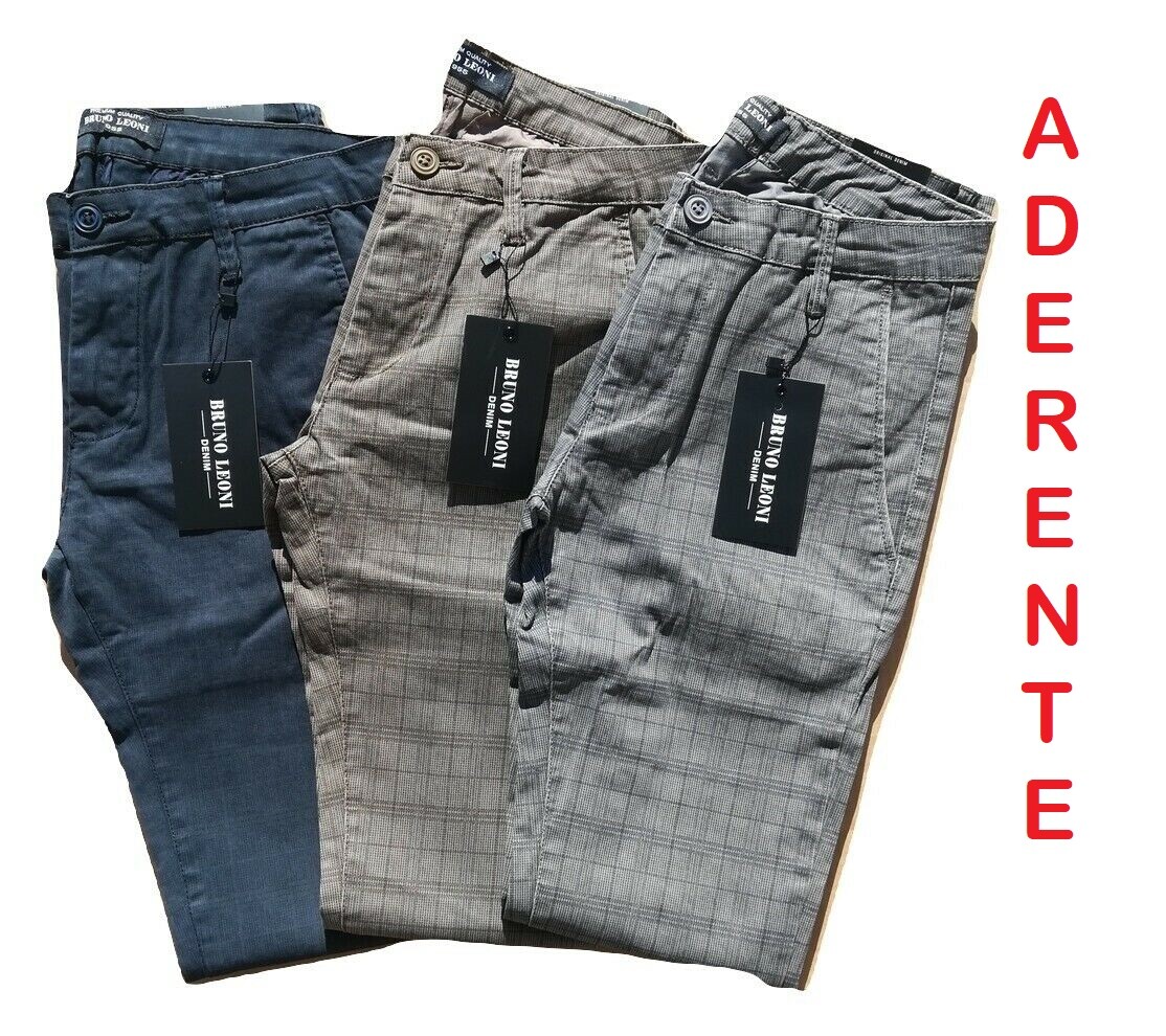 SCONTATO! Pantalone Bruno Leoni Estivo Aderente Uomo Elasticizzato