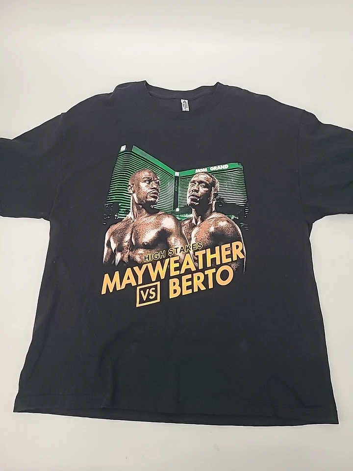 Deadstock Floyd Mayweather Vs Berto Mens T-shirt XL Black Boxing 2015 DoubleSide - Image 3 of 4