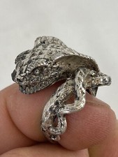 Vintage Old Estate COBRA Sterling Silver Fangs Coiled Snake Serpent Ring Sz 7.5