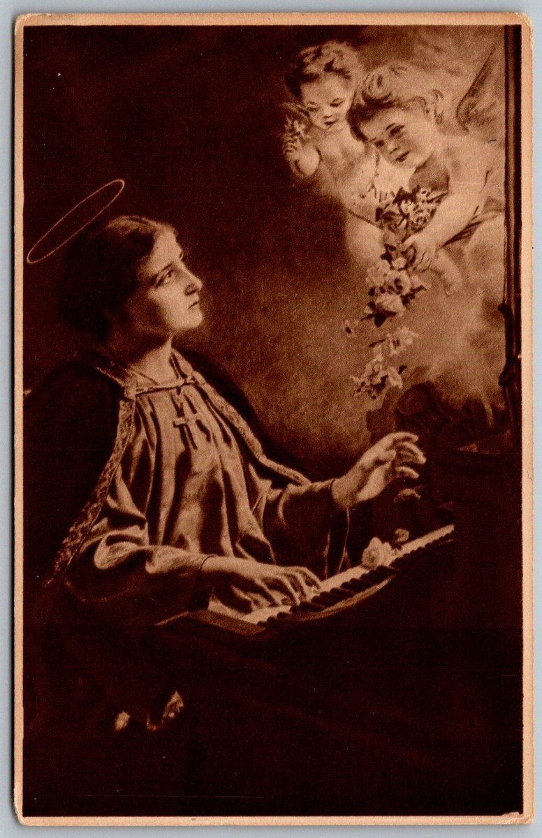 Saint Cecilia Playing Piano Cherubs c1910 Postcard | eBay
