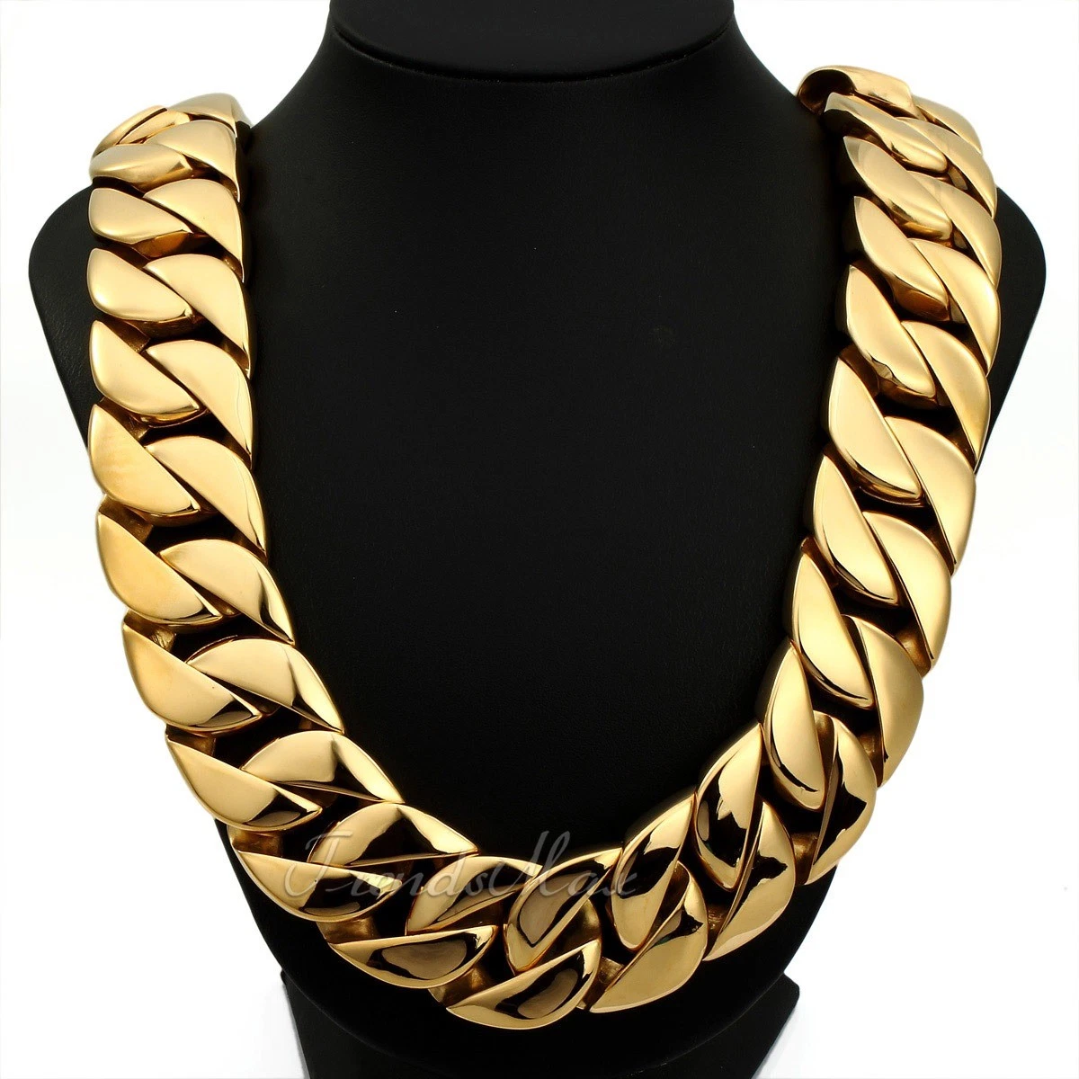 31mm Gold Chain Necklace for Men's 316L Stainless Steel Curb Cuban Link  HEAVY