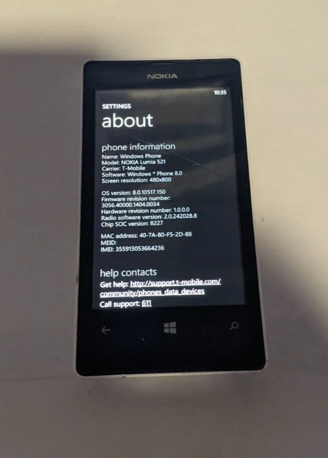 诺基亚 Lumia 521 8GB (RM-917) 白色 (T-Mobile) 查看下文 — 第 3/4 张图片