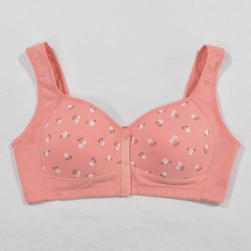 Daisy Bra Women's Wireless Front Closure Bra Pink Floral, Light Padding Size 2XL