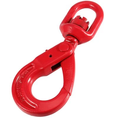 PINGEUI 3/8 Inch Swivel Self-Locking Hook Grade 80 Forged Alloy Steel Self Locking Ey...