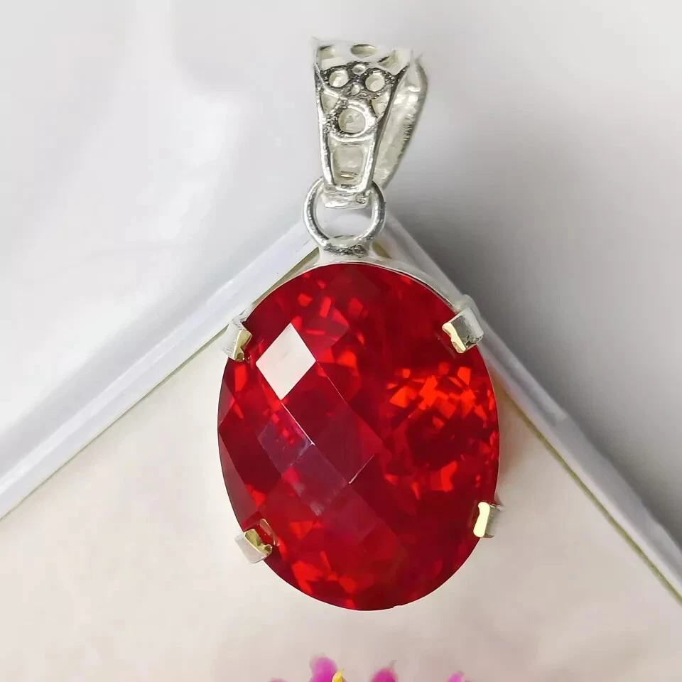 Certified 30.42 Ct + Natural Red Ruby 925 Solid Silver Pendant Loose Gemstone - Image 3 of 4