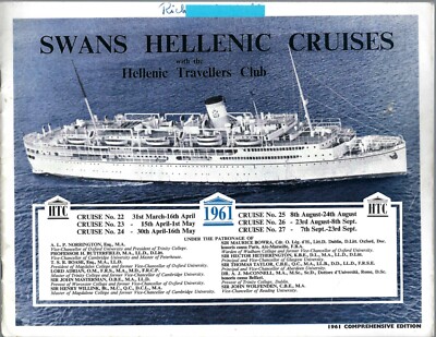 Vintage cruise brochure - Swans Hellenic Cruises 1961