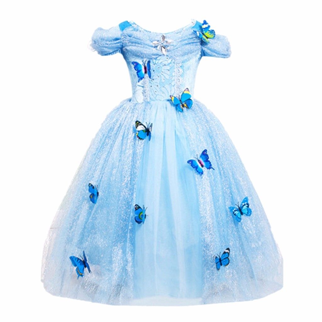 Cinderella Princess#2 Butterfly Party Dress kids Costume Dress for girls 2-10 Y