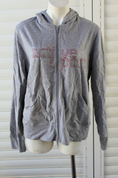 ♐ PLUS SIZE 18 TARGET GREY ACTIVE ZIP UP HOODED LONG SLEEVE JUMPER SWEATER