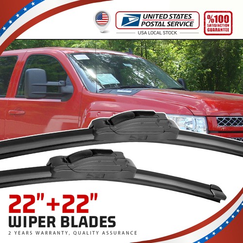 22"&22" Windshield Wiper Blades Fit For GMC Sierra Car Front Window Set of 2