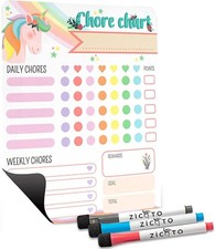 Zicoto Magnetic Dry Erase Chore and Behavior Chart Unicorn Design 9" x 11"