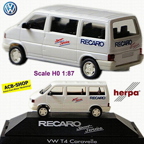 VW T4 Bus mit Borbet-Felgen Recaro Sport Service 1990-2003 weiss 1:87 Herpa - Bild 1 von 9