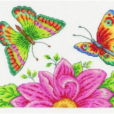 Butterfly Bliss Cross Stitch Kit - Flutter into the Garden with this 10"X6.5" 14