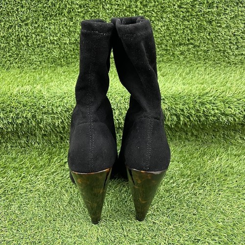 MISSGUIDED BLACK SUEDE ANKLE BOOTS HIGH HEELED POINTED TOE MID CALF Size UK 6 - Picture 4 of 7