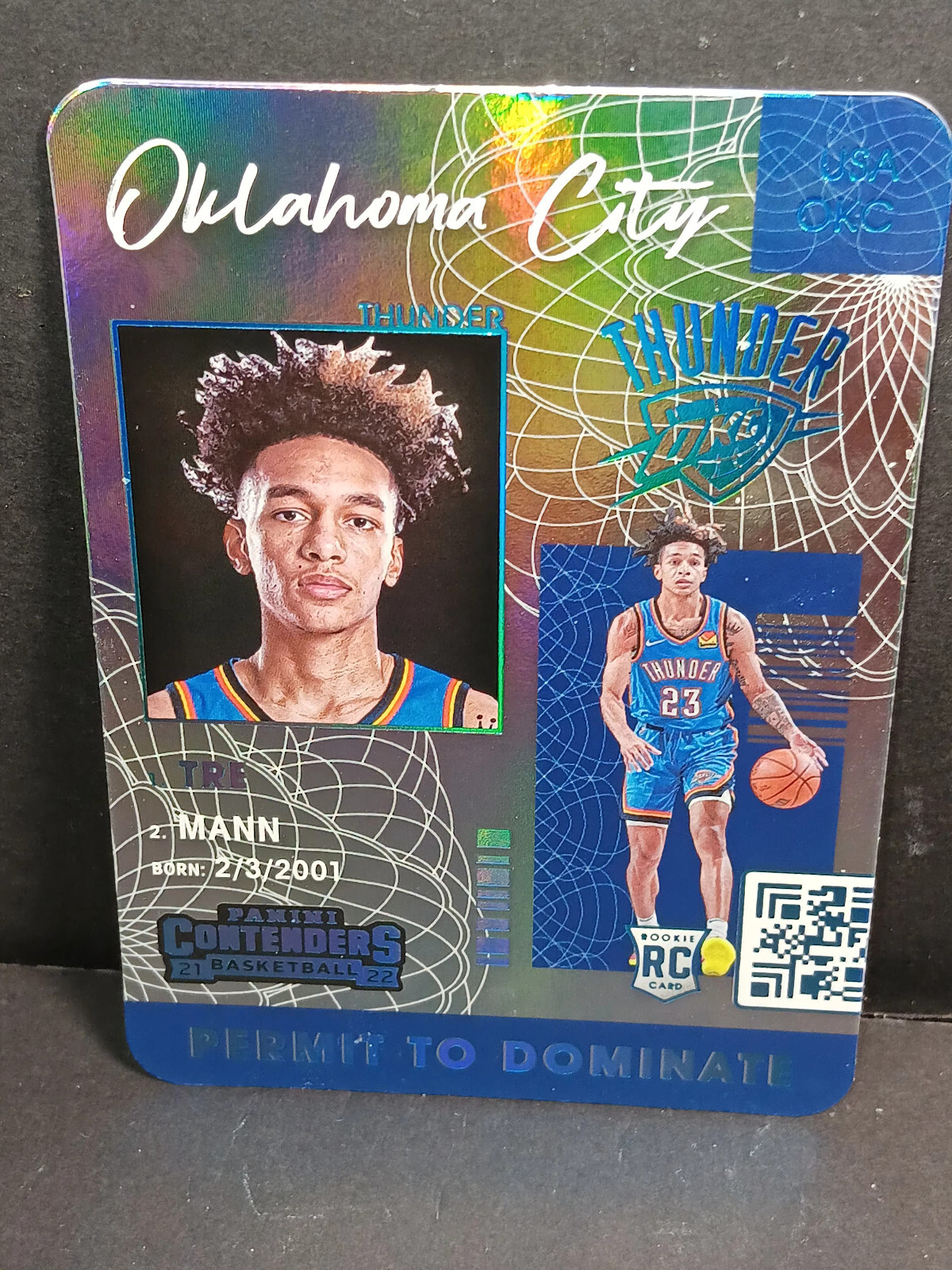 2021-22 Panini Contenders Permit to Dominate Tre Mann RC Die Cut Holo #18