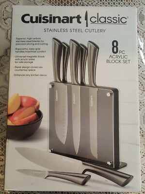 Cuisinart Space-Saving Stainless Steel 8-Pc. Cutlery Set with Magnetic Block NEW