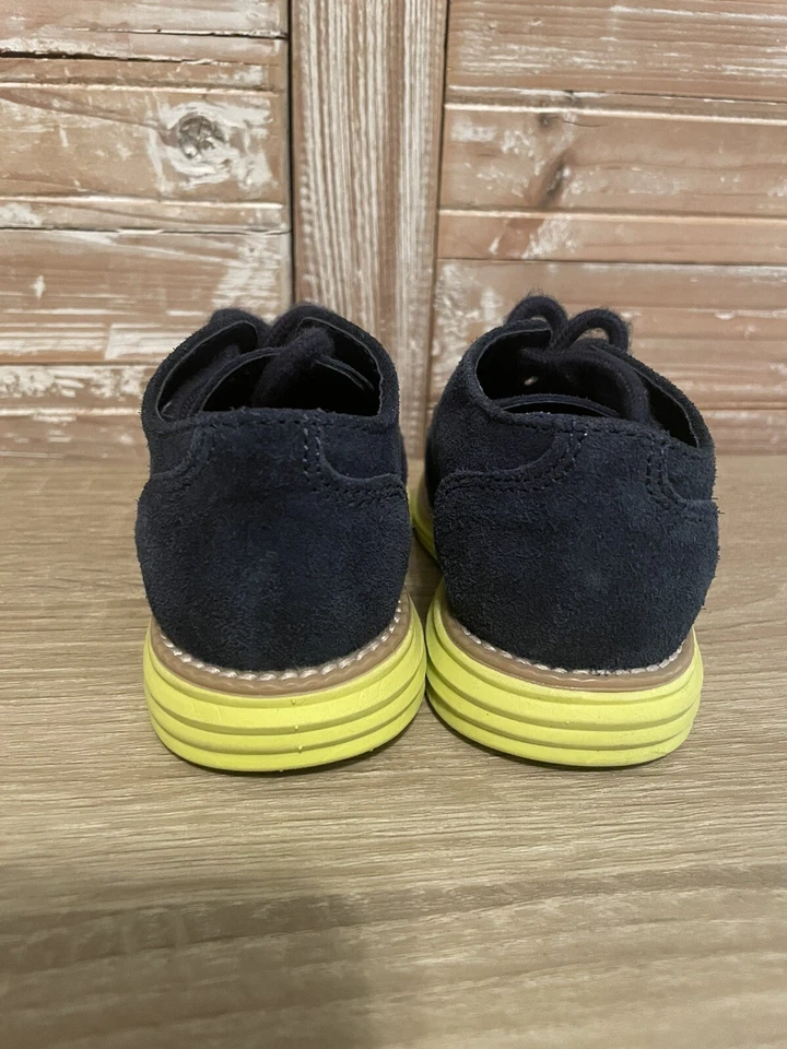 НОВЫЙ! Туфли детские Cole Haan Grand молодежные 7c синие желтые замшевые на шнуровке повседневные Oxford - Изображение 4 из 4