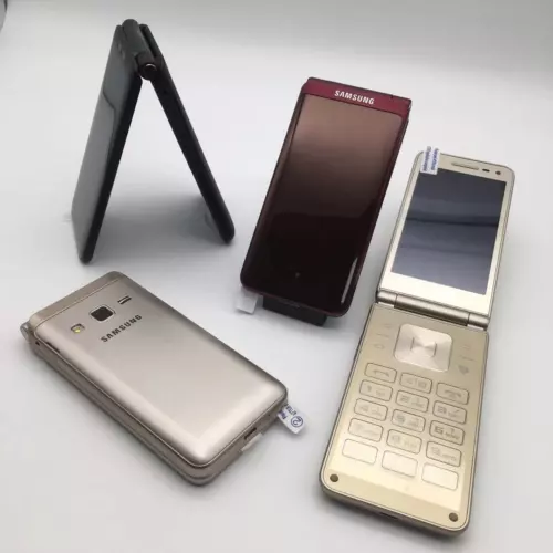 Samsung Galaxy Folder SM-G1600 Golden 2G RAM 16GB ROM 3.8" Android Flip Phone US - Picture 1 of 19