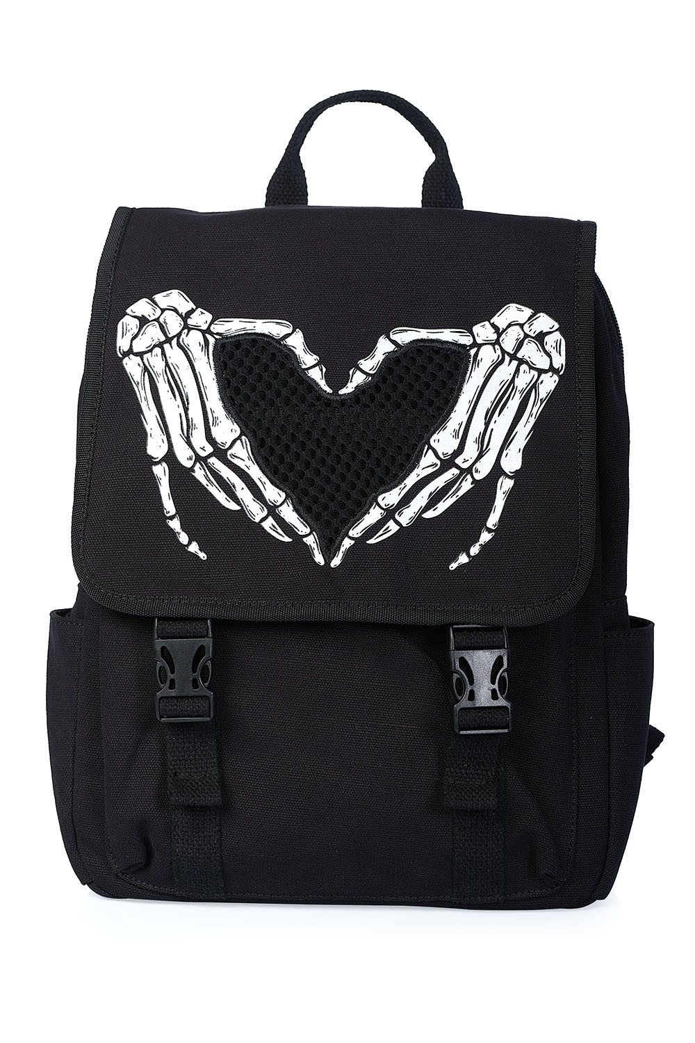 BANNED Apparel Black Gothic Emo Punk Skeleton Hands Heart Darkest Love Backpack