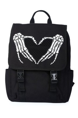 BANNED Apparel Rucksack schwarz Gothic Emo Punk Skelett Hände Herz dunkelste Liebe
