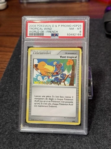 PSA 8 2008 Pokemon D&P Promo Tropical Wind Trainer French DP25 Worlds 08