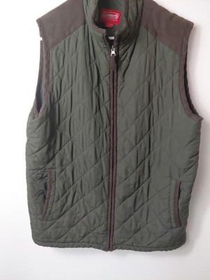 Coleman Olive Green Quilted Zip Vest Men s Size M Campcore Casual 