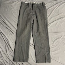 Vintage 60s 70s Permanent Press Gray Work Pants Slacks Size 34x28 Talon USA Made