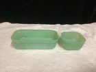 Lot Of 2 Vintage Fire King Jadeite Loaf Pan & Refrigerator Dish- No Lids