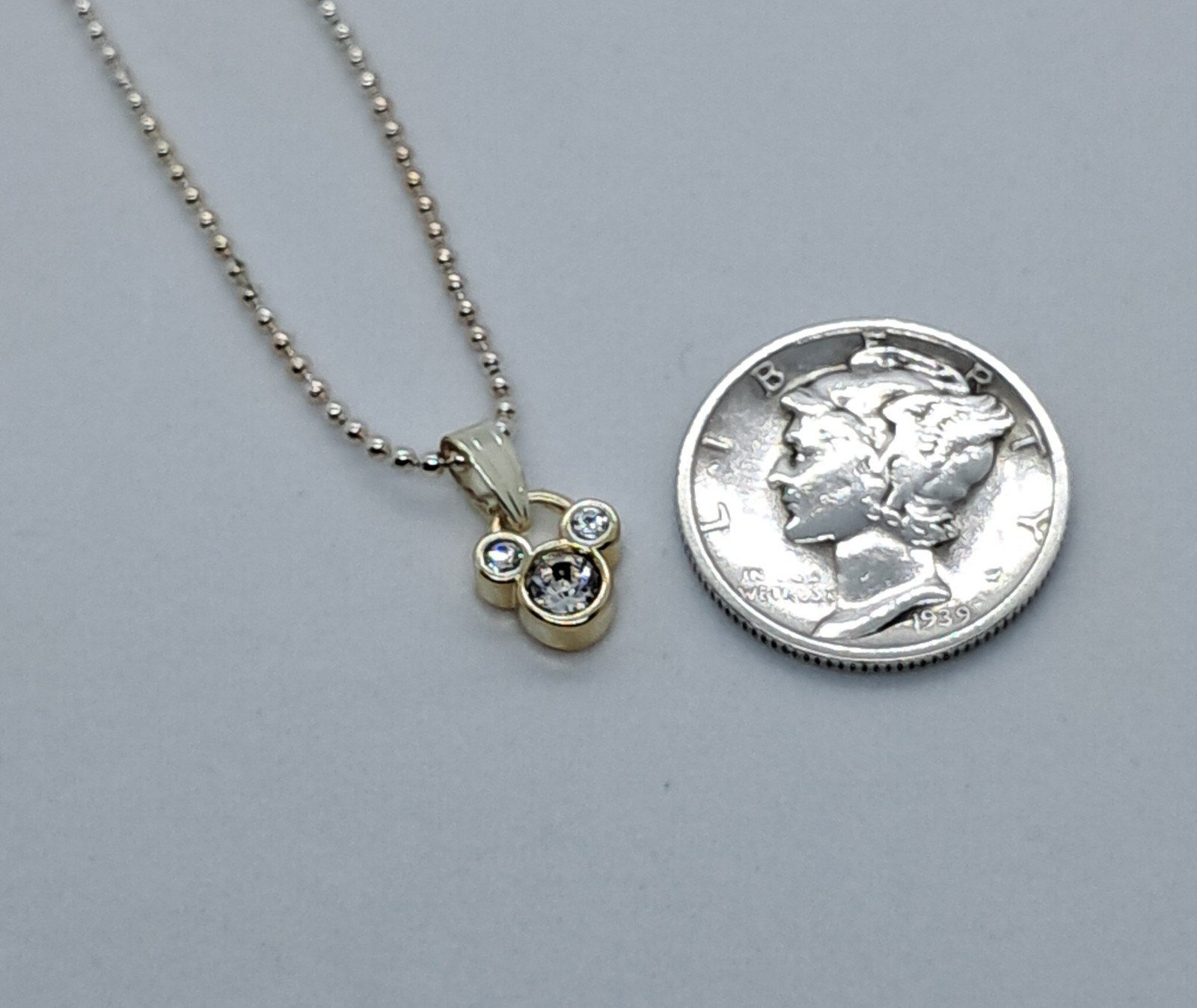TINY DISNEY MICKEY MOUSE SILVER TONE PENDANT NECK… - image 5