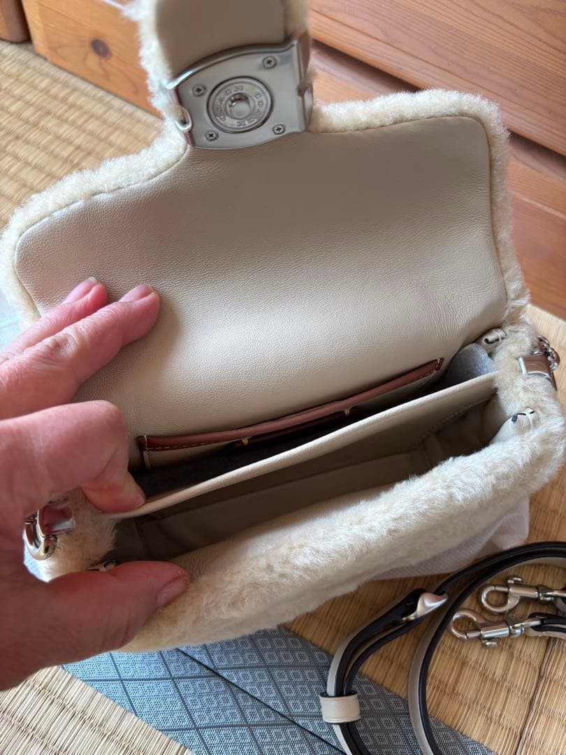Coach Pillow Tabby Ivory Boa Handbag 2-Way Shoulder Bag Women's Auth image 8
