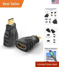 Gold Plated Mini HDMI to HDMI Cable Adapters - 2-Pack with 4K Resolution Support