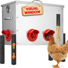 Chicken Feeder Metal 40Lb,Automatic Chicken Feeder with Viewing Window,No Waste