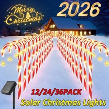 Christmas Decorations Outdoor Solar Candy Cane Lights, Solar Pathway Lights
