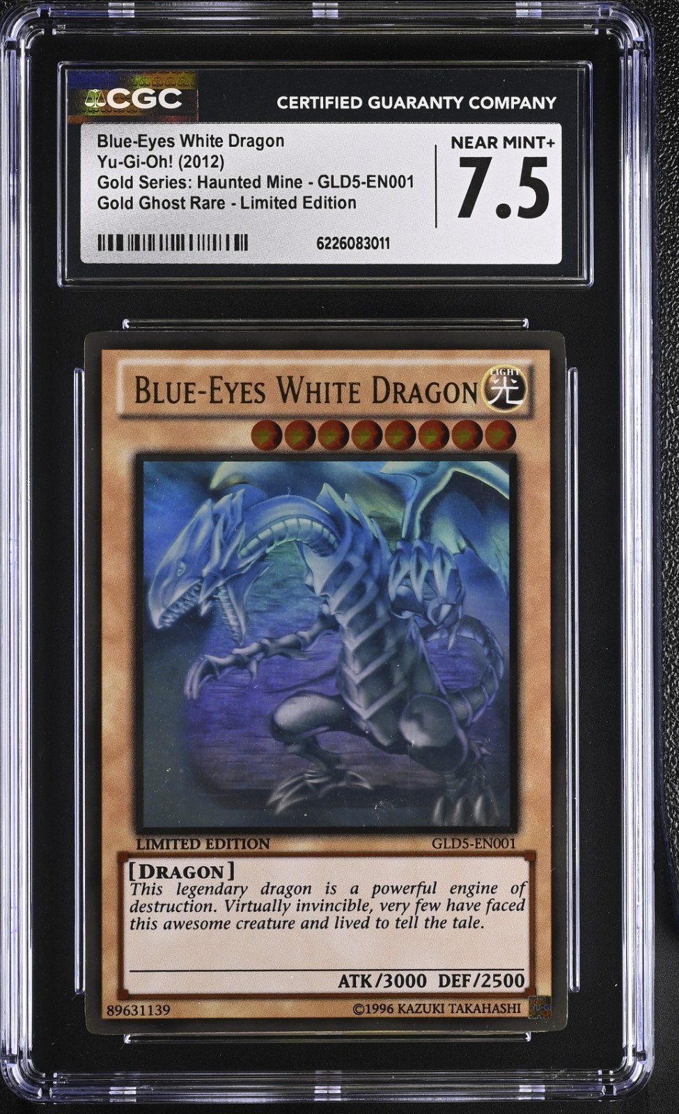 2012 Yu-Gi-Oh! Blue-Eyes White Dragon GLD5-EN001 Ghost Rare Gold CGC 7.5